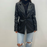 Monroe Black Faux Leather Blazer Jacket
