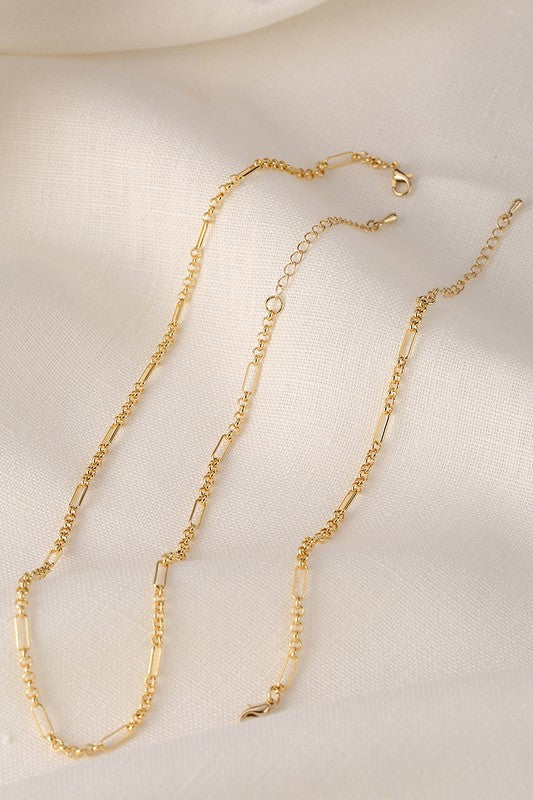 Clip chain bracelet and necklace set  gold