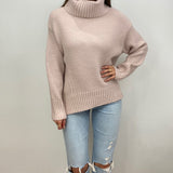 Kelly Oversized Light Pink Turtleneck Sweater
