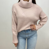 Kelly Oversized Light Pink Turtleneck Sweater