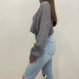 Hadley Cropped Turtleneck Chunky Knit Sweater