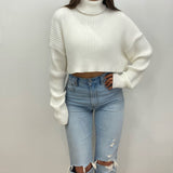 Hadley Cropped Turtleneck Chunky Knit Sweater