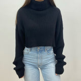 Hadley Cropped Turtleneck Chunky Knit Sweater