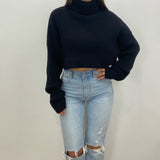 Hadley Cropped Turtleneck Chunky Knit Sweater
